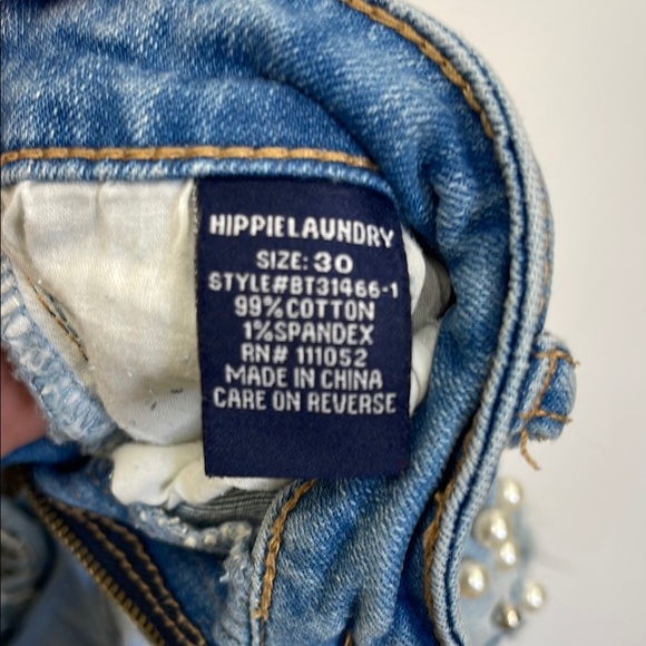 Hippie Laundry Blue Denim Shorts with Pearl Accents size 30 - Picture 6 of 7